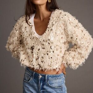 12th Tribe Fallon Sequin Long Sleeve Top Size MM